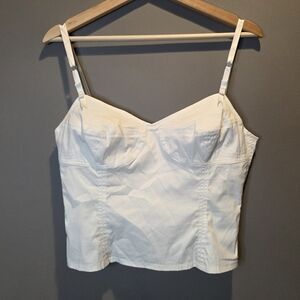 Kulson White Sleeveless Bustier Tank Top Cotton Size Medium New With Tags